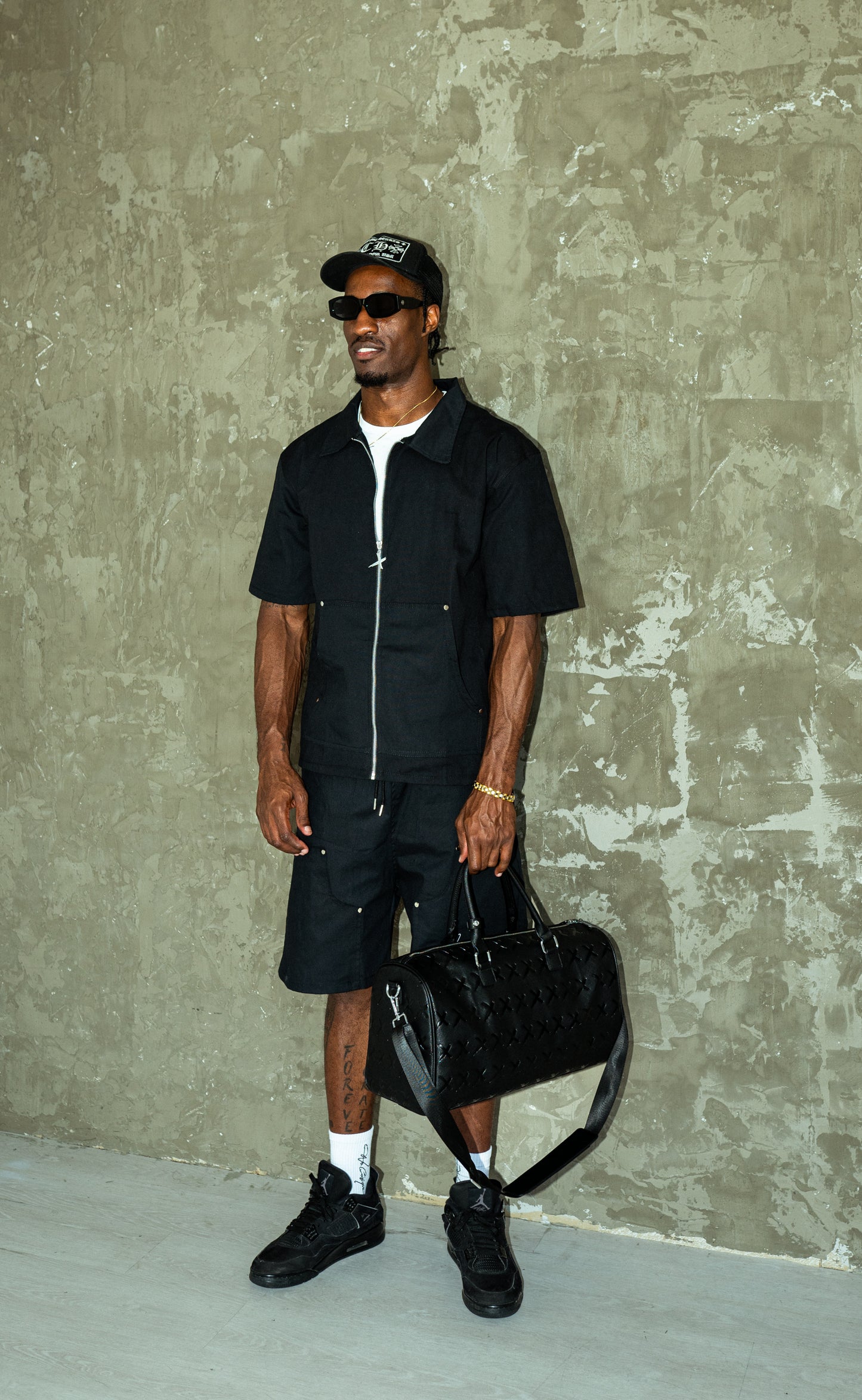 “ISM” zip up shirt Black