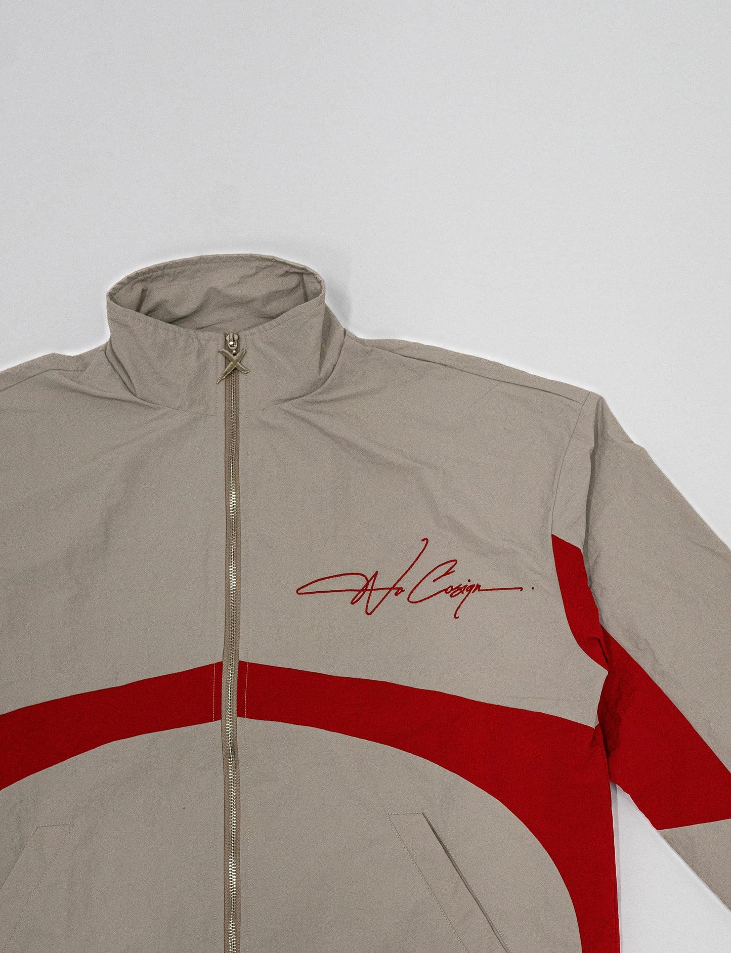 Windbreaker zip up red+grey