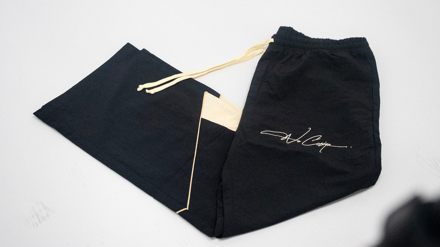 Windbreaker track pants black+cream