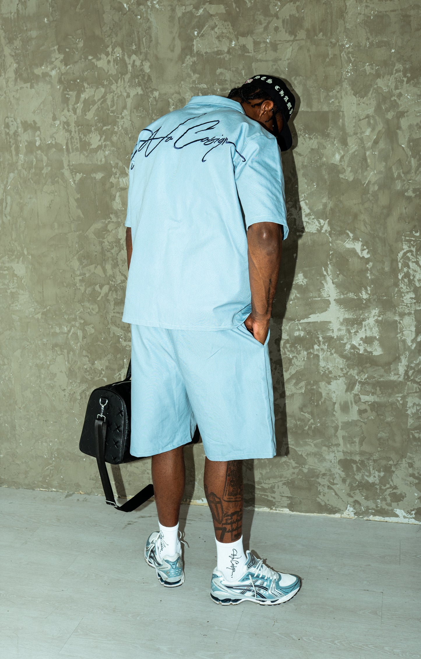 “ISM” zip up shirt Baby Blue