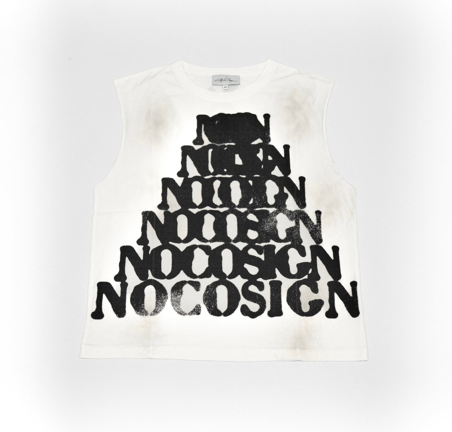 “Scrabble” cutoff tee white + black