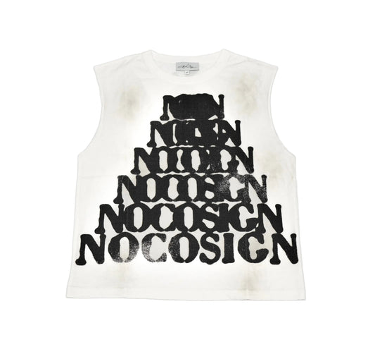 “Scrabble” cutoff tee white + black