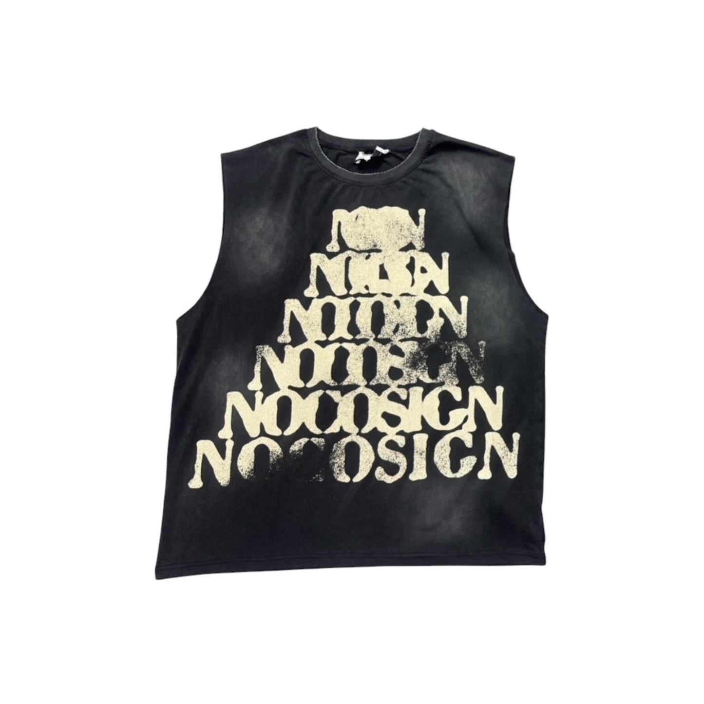 “Scrabble” cut off tee black+tan