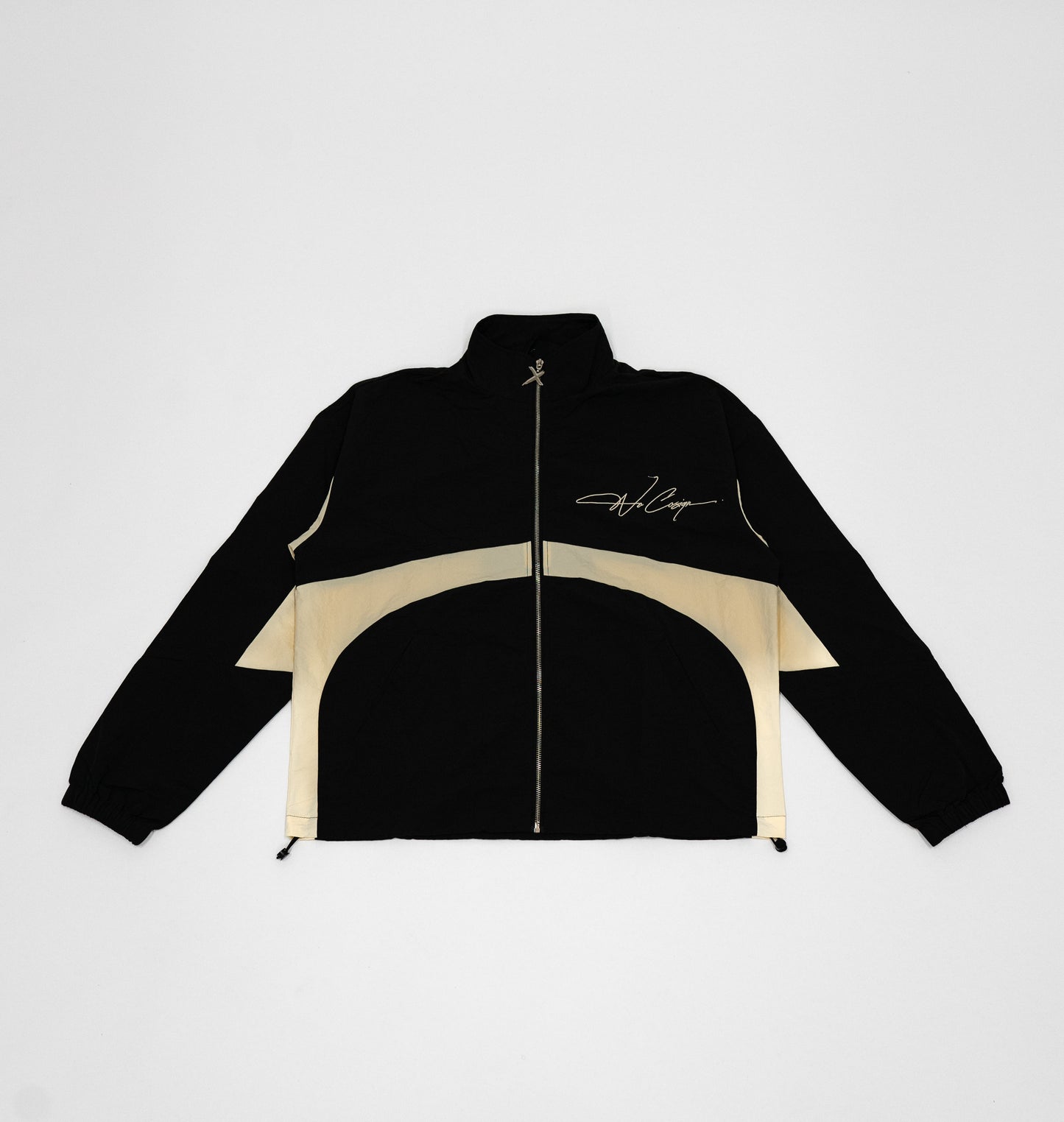 Windbreaker zip up black+cream