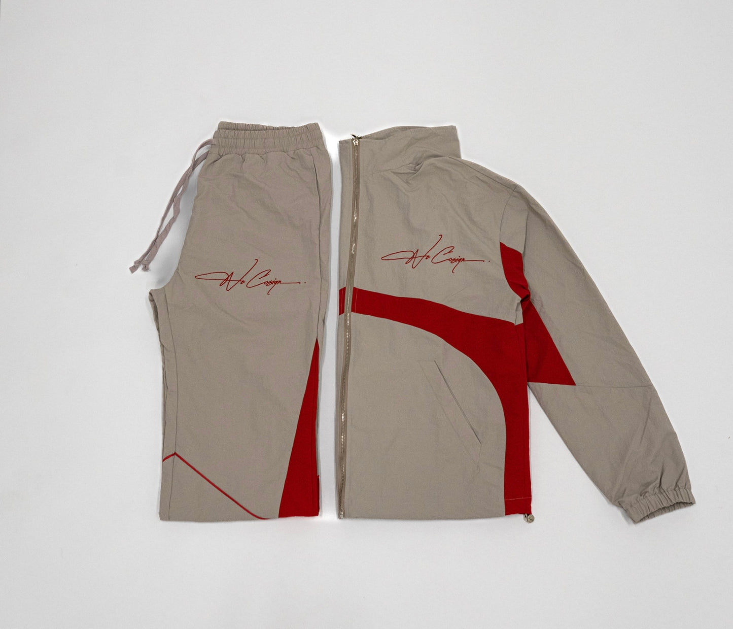 Windbreaker Track pants grey+red