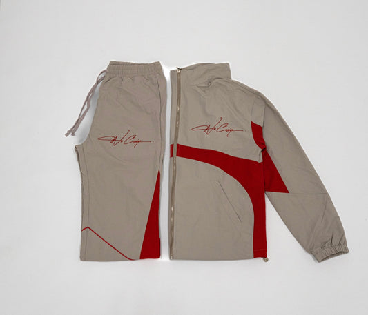 Windbreaker Track pants grey+red